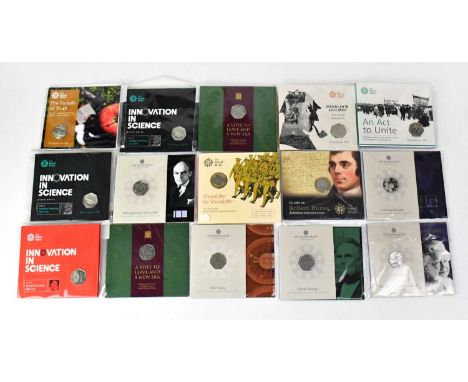 Fifteen brilliant uncirculated commemorative coins, comprising thirteen 50p and two £2, to include 2019 Stephen Hawking 50p, 