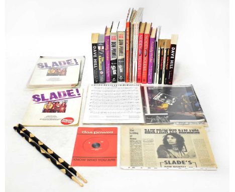SLADE; a quantity of hardback and paperback books relating to Slade and Noddy Holder, including 'Slade In Flame', 'Slade', 'S