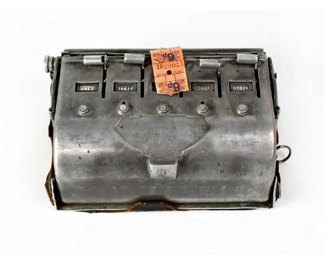 BELL PUNCH COMPANY; a vintage 'Ultimate' bus ticket machine, width approx. 23cm, containing some Merseyside Transport Ltd tic