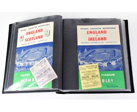 FOOTBALL ASSOCIATION INTERNATIONAL; thirty-one programmes dating from 1953 to 1962, each programme with the associated ticket