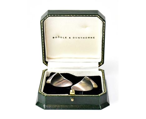 GEORG JENSEN; a pair of 925 silver cufflinks designed by Henning Koppel, design no. 88, length approx. 3.2cm, combined approx
