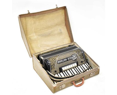 RANCO ANTONIO; an electric piano accordion, in fitted hard case.Condition Report: In used condition, lacking cables.