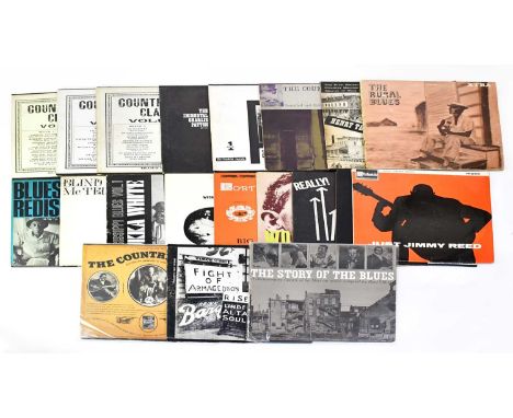 A collection of vinyl LPs comprising 'Country Blues Classics' Vol 1, 2 and 3, 'The Immortal Charlie Patton' No.1 and 2, 'The 