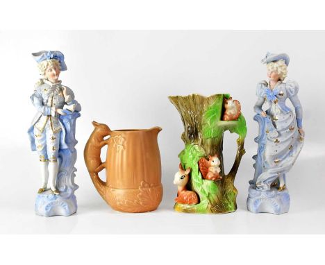An Eastgate of Withernsea Fauna jug, together with a Sylvac jug with squirrel handle, acorn and oak leaf motifs, no. 1958, an