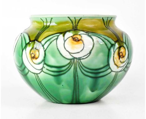 MINTONS LTD; a Secessionist green ground floral decorated jardinière, stamped '48' to the base, height 18cm.Condition Report: