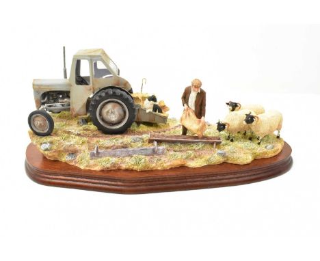 BORDER FINE ARTS; a limited edition tractor figure group, 'Frosty Morning', numbered 804/1750, a grey tractor with sheep and 