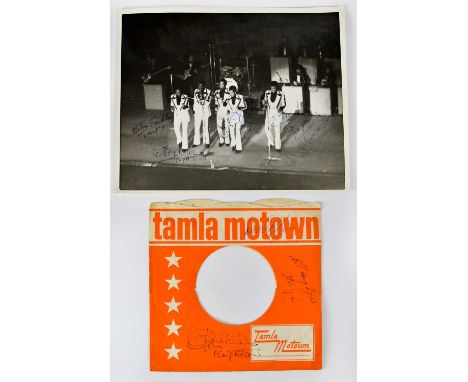 THE TEMPTATIONS; a black and white promotional photograph, with signature to include Otis Williams, Melvin Franklin, Dennis E
