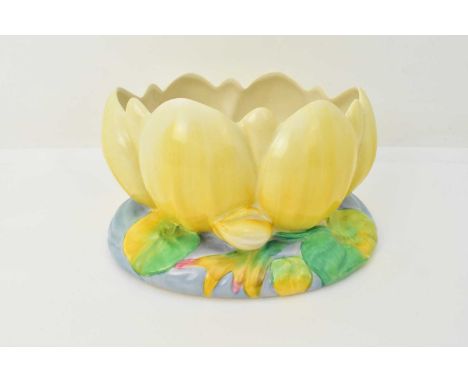 CLARICE CLIFF FOR ROYAL STAFFORDSHIRE; a large lily planter, painted with bright colours, factory stamp to underside, height 