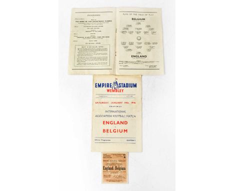Two international Association Football programmes, Saturday January 19th 1946, England v Belgium, Empire Stadium Wembley, wit