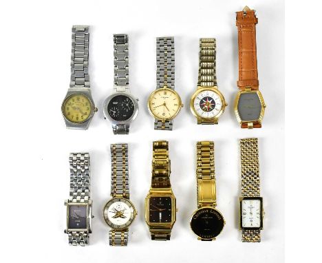 Ten various wristwatches, comprising Christian Dior, Citizen, Flauber, Fantom Watch Co, Titan, Morees, Earth, Christian Lorre