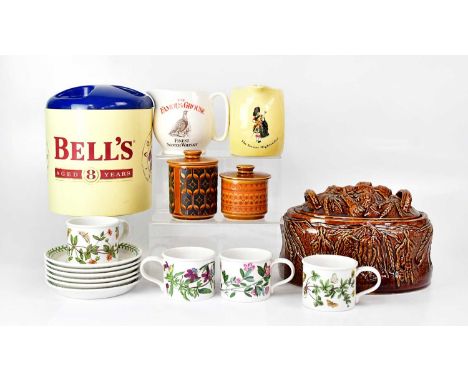 A quantity of ceramics, to include a Portmeirion lidded game casserole dish, 'Botanic Garden' cups and saucers, a Dewar's Sco