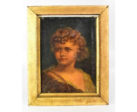 J. CILLON (19th century); oil on canvas, head and shoulders portrait of a child looking to the right, signed verso and dated 