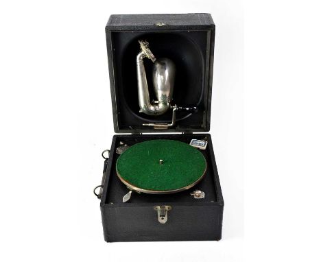 DECCA; a 'Junior' wind-up portable gramophone.