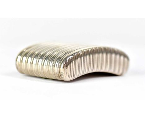 JOHN SHAW; a George III hallmarked silver snuffbox of curved form, with ribbed decoration and gilt washed interior, Birmingha
