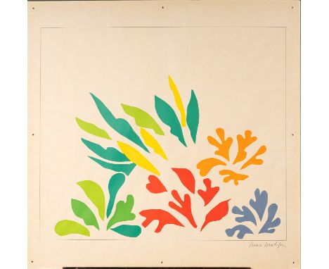 Henri Matisse ( 1869-1954 )- Graphic, Large flower lithographie on paper. Signed in the stone. On the side mountig holes. 89 
