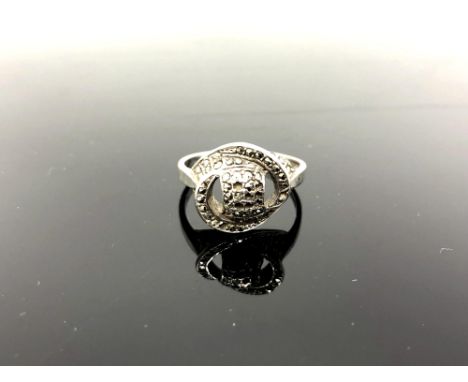 A Sterling silver marcasite dress ring, size  O.