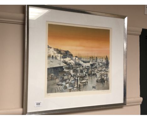 Continental School : Harbour, colour print, 37 cm x 35 cm.