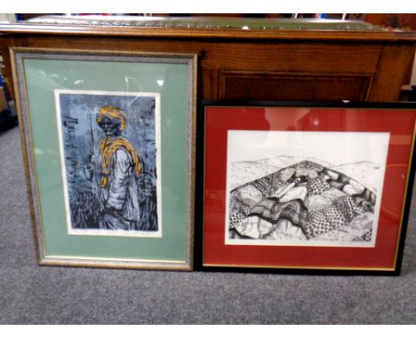 A signed limited edition print - Middle Eastern man with staff, a further limited edition print.