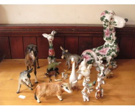 PARCEL OF CERAMIC AND OTHER ANIMALS INCLUDING BESWICK, WADE, ETC.