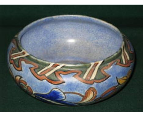 CHAMELEON WARE HANDPAINTED GLAZED CERAMIC BOWL BY CLEWS & CO LTD, TUNSTALL, DIAMETER APPROXIMATELY 17cm 