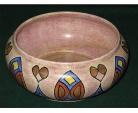 CHAMELEON WARE HANDPAINTED GLAZED CERAMIC BOWL BY CLEWS & CO LTD, TUNSTALL, DIAMETER APPROXIMATELY 19cm 