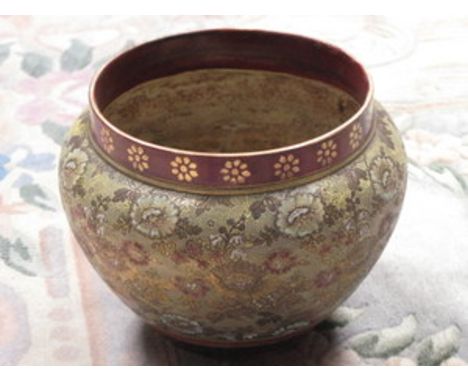 DOULTON SLATERS PATENT GILDED AND FLORAL DECORATED CERAMIC JARDINIERE 