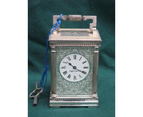 MAPPIN & WEBB SILVER PLATED CARRIAGE CLOCK COMMEMORATING THE ROYAL WEDDING OF HRH PRINCE CHARLES AND LADY DIANA 