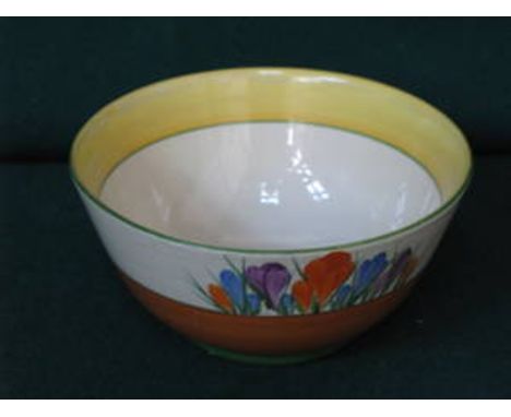 CLARICE CLIFF BIZARRE CROCUS PATTERN GLAZED CERAMIC SUGAR BOWL 