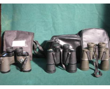 THREE PAIRS OF CASED BINOCULARS INCLUDING AUBIDON, TASCO ZIP AND MINOX