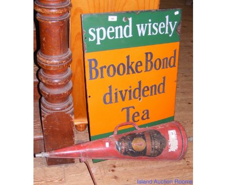 Antique enamel advertising sign - Brooke Bond Dividend Tea, together with an old Minimax fire extinguisher