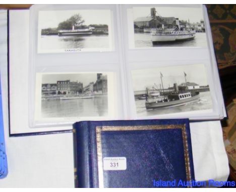An album containing vintage postcards - shipping and trains and one other album
