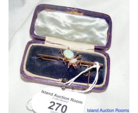 A 9ct gold and opal "Spider" brooch