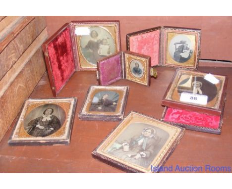 Collection of seven early portrait photographs and daguerreotypes