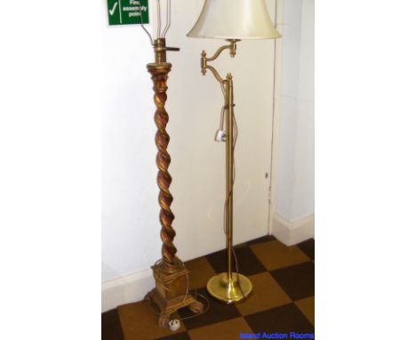 A gilt painted standard lamp, together with a modern standard lamp