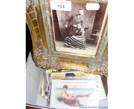Framed early portrait photograph by J Milman Brown, High Street, Shanklin, together with a quantity of early postcards and ph