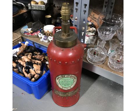 Antique Firemaster Extinguisher made into a table lamp. 