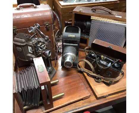 A Lot of vintage projectors and magic lanterns, Includes Ampro projector with carry case, Johnsons of Hendon magic lantern &a