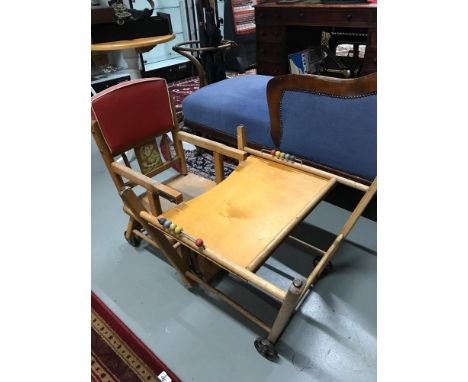 A vintage child's 2-way chair, together with tray 