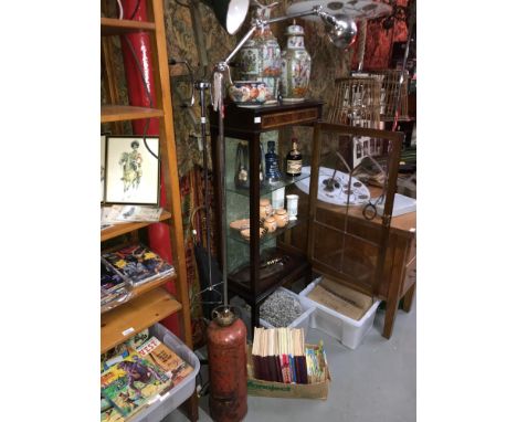 Antique fire extinguisher fitted with angle poise standard lamp. In a working condition 