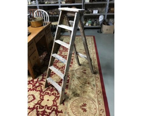 A Pair of vintage rustic style A Frame ladders. 