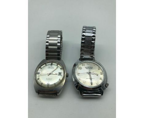 A Lot of two vintage gents watches which includes Delma of Switzerland Automatic 25 jewels Incabloc &amp; Vintage Grand Prix 