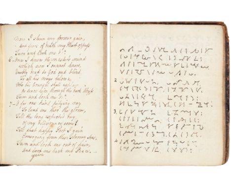 METHODISM. CHARLES WESLEY (1707-1788) MANUSCRIPT BOOK OF HYMNS WRITTEN IN SHORTHAND OR ENGLISH&nbsp;&nbsp;in ink on laid pape