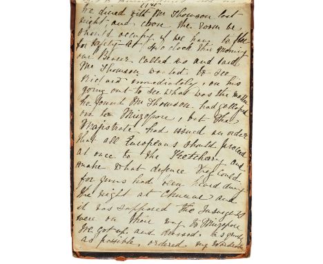 INDIAN MUTINY, 1857.&nbsp; THE REMARKABLE MANUSCRIPT DIARY OF HARRIETT BRUNDELL OF FREQUENTLY DESCRIPTIVE AND LENGTHY ENTRIES