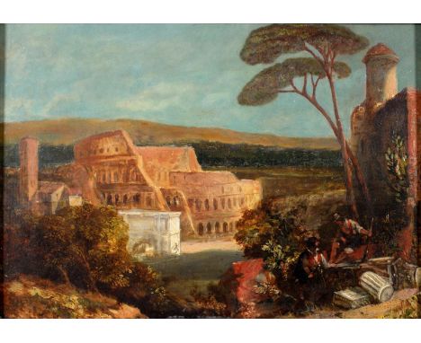 ATTRIBUTED TO FREDERICK LEE BRIDELL (1830-1863)&nbsp; &nbsp;CAPRICCIO WITH THE COLOSSEUM&nbsp;AND THE ARCH OF CONSTANTINE WIT