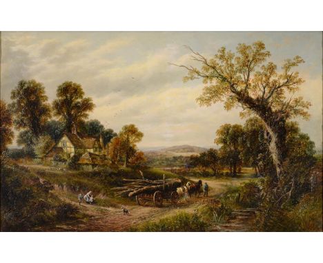 THOMAS&nbsp; THOMAS (1821- C1900) VIEW NEAR HOLME LACEY HEREFORDSHIRE&nbsp;signed, inscribed verso, oil on canvas, 75 x 120cm