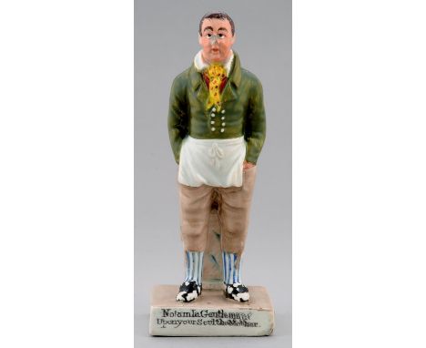 A STAFFORDSHIRE PEARL GLAZED EARTHENWARE THEATRICAL FIGURE OF JOHN LISTON AS SAM SWIPES IN "EXCHANGE NO ROBBERY", POSSIBLY EN