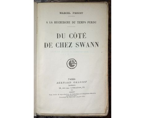 PROUST, MARCEL DU COTE DE CHEZ SWANN&nbsp; Paris, Bernard Grasset, 1914, wrapper dated 1913, first edition, second issue with