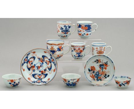 TEN CHINESE IMARI TEA BOWLS AND COFFEE CUPS AND SAUCERS, 18TH C&nbsp;&nbsp; including a pair of tea bowls, decorated with lan