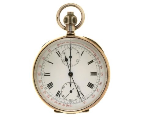A SWISS SILVER CHRONOGRAPH POCKET WATCH No 43464,&nbsp;the bright finished movement marked 342-414,&nbsp;with twin subsidiary