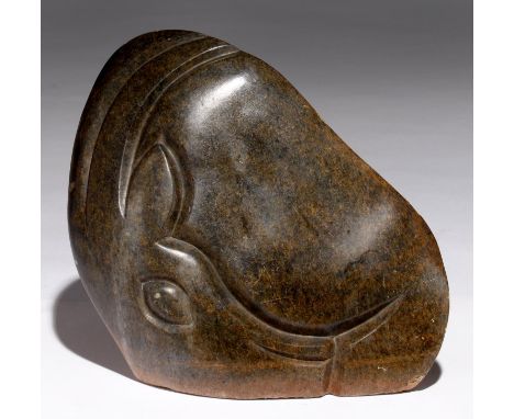 SHONA SCULPTURE. GAZELLE HEAD,&nbsp;ZIMBABWE, LATE 20TH C&nbsp; serpentine,&nbsp; 27cmh, signed R Mteki Good condition